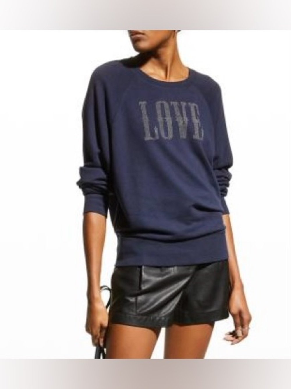 Zadig & Voltaire Black Upper Western LOVE Studs Sweatshirt Pullover Size Medium